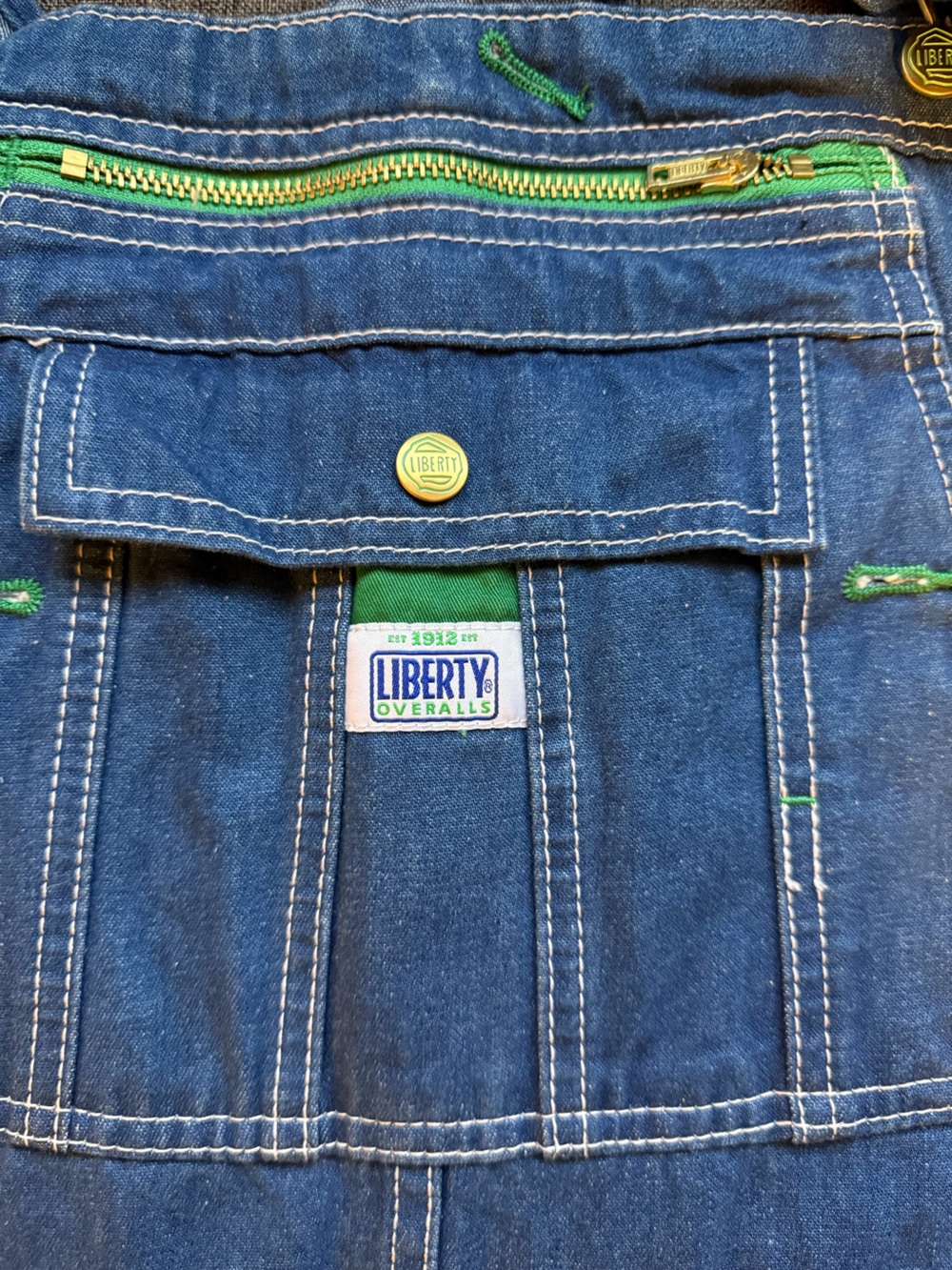 liberty Blue Denim Relaxed Jeans with Green Trim